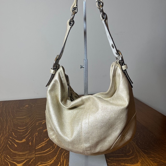 Coach Gold GOAT Leather Hobo Bag with gold tassel - Picture 1 of 10